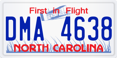 NC license plate DMA4638