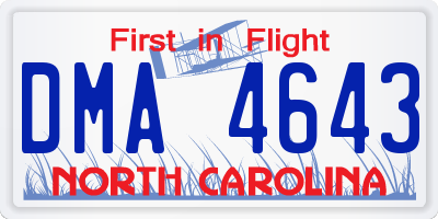 NC license plate DMA4643