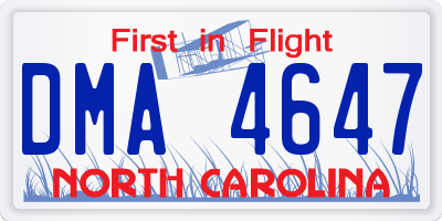 NC license plate DMA4647