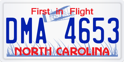 NC license plate DMA4653