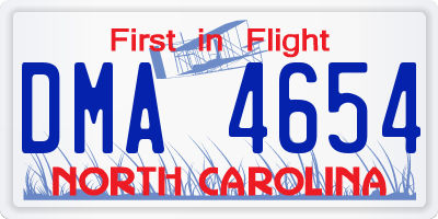NC license plate DMA4654
