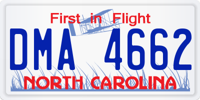 NC license plate DMA4662