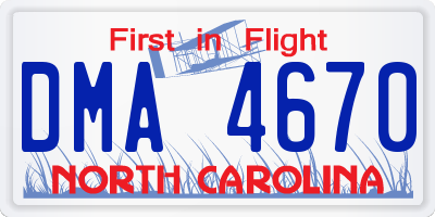 NC license plate DMA4670