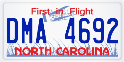 NC license plate DMA4692