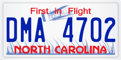 NC license plate DMA4702