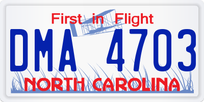 NC license plate DMA4703