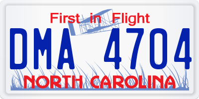 NC license plate DMA4704