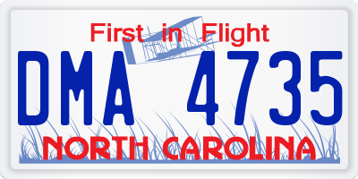 NC license plate DMA4735