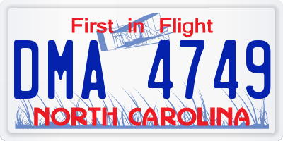 NC license plate DMA4749