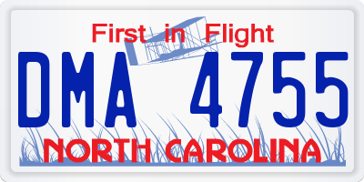 NC license plate DMA4755