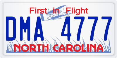 NC license plate DMA4777