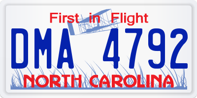 NC license plate DMA4792