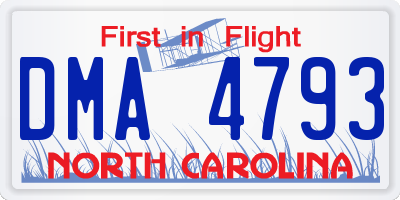 NC license plate DMA4793