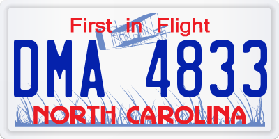 NC license plate DMA4833