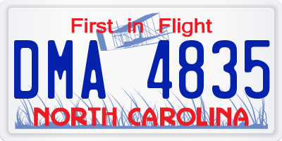 NC license plate DMA4835