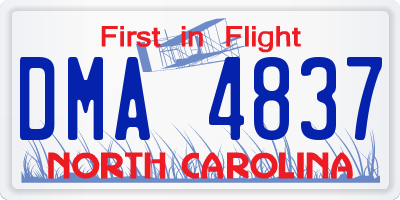 NC license plate DMA4837