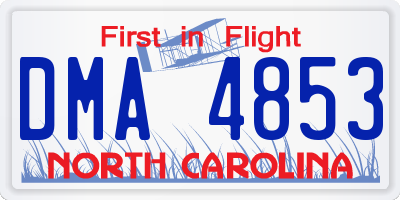 NC license plate DMA4853