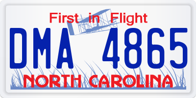 NC license plate DMA4865