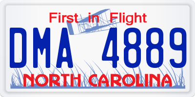 NC license plate DMA4889