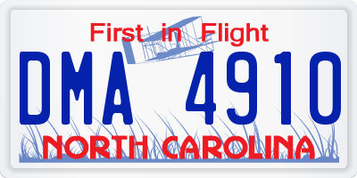 NC license plate DMA4910