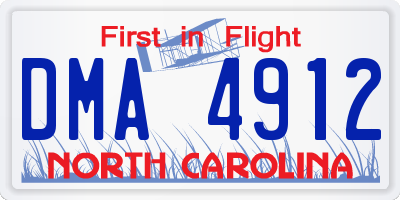 NC license plate DMA4912