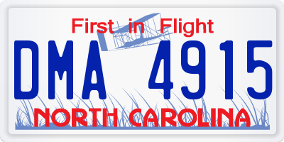 NC license plate DMA4915