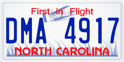 NC license plate DMA4917
