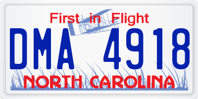 NC license plate DMA4918