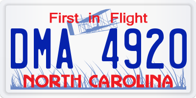 NC license plate DMA4920