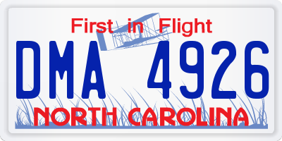 NC license plate DMA4926