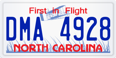 NC license plate DMA4928