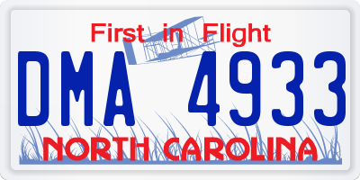NC license plate DMA4933
