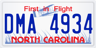 NC license plate DMA4934