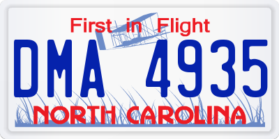 NC license plate DMA4935