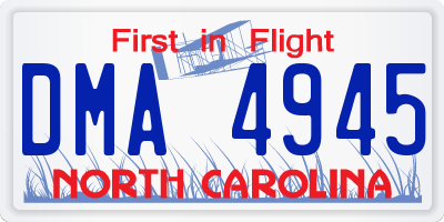 NC license plate DMA4945