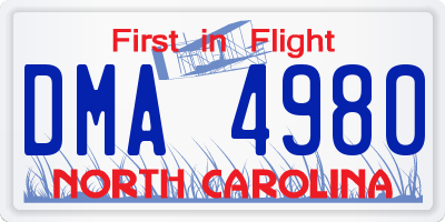 NC license plate DMA4980