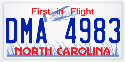 NC license plate DMA4983