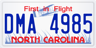 NC license plate DMA4985