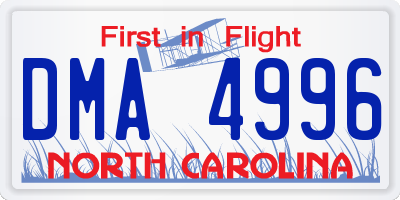 NC license plate DMA4996