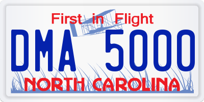 NC license plate DMA5000