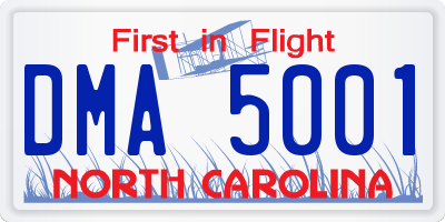 NC license plate DMA5001