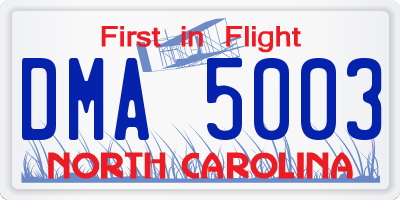 NC license plate DMA5003