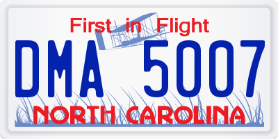 NC license plate DMA5007