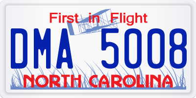 NC license plate DMA5008
