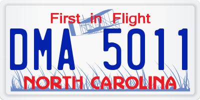 NC license plate DMA5011