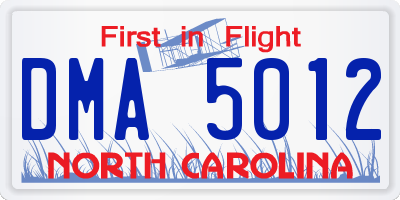 NC license plate DMA5012