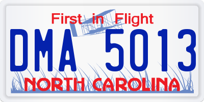 NC license plate DMA5013