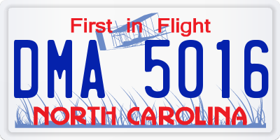 NC license plate DMA5016