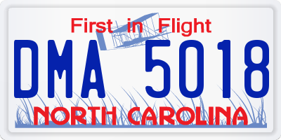 NC license plate DMA5018