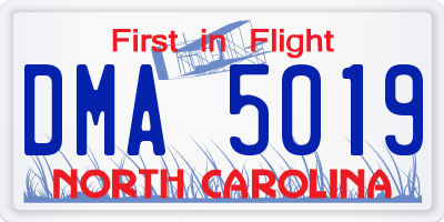 NC license plate DMA5019